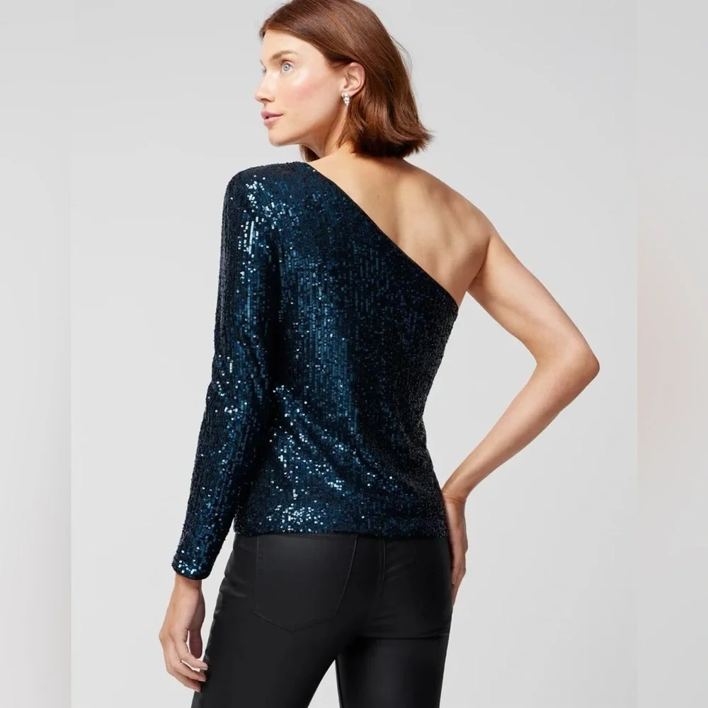 White House Black Market sequin one shoulder top (women’s XL) (NWOT) - Picture 4 of 8